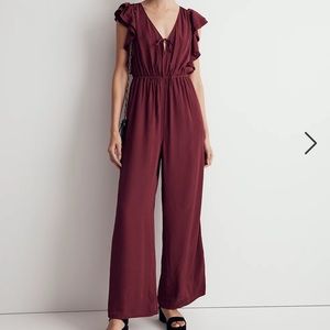 Madewell BNWT Jacquard Deep-V Ruffled Jumpsuit XL